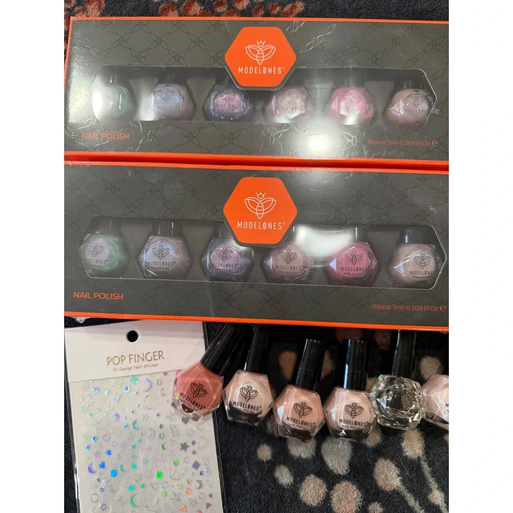 Modelones Nail Polish Bundle 31 Bottles Stickers Manicure Tools Set Pink Purple